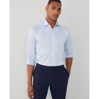 Camisa slim lisa azul claro Hackett London