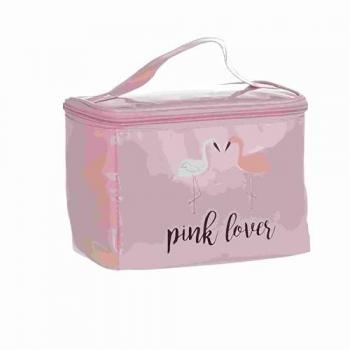 Neceser con asa Vanity diseño romántico FLAMENCOS con Cremallera