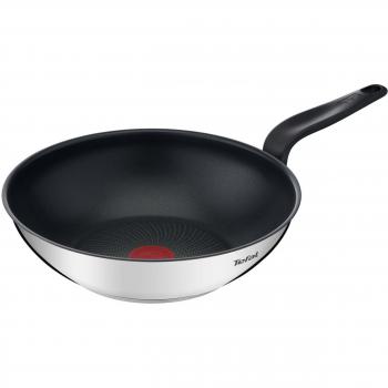 Wok de Acero Inoxidable 28cm Tefal con Antiadherente y Compatible con Inducción E3091904