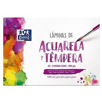 Láminas de Papel de Acuarela y Tempera Oxford A4 Liso