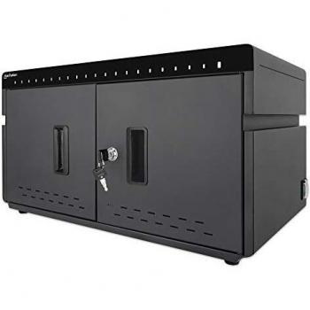 Armario de Carga USB-C para 20 Dispositivos Móviles, 360W, Ventilación Silenciosa y Cerradura, Negro