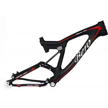 Beiou ® Downhill double Suspension en fibre de carbone 3 K Mountain Bike Frame DW-LINK 26 cm Noir mat Unibody Câble interne routage T800 B022A18X VTT léger 18 