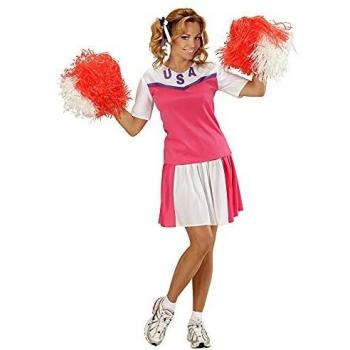 Disfraz de Cheerleader Americana Rosa y Blanco para Mujer - Talla S
