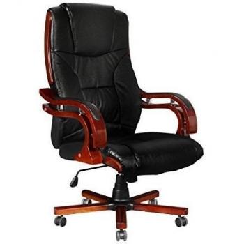 vidaXL Silla de Oficina Regulable Ruedas Cuero Negro Sillón de Mesa Ordenador