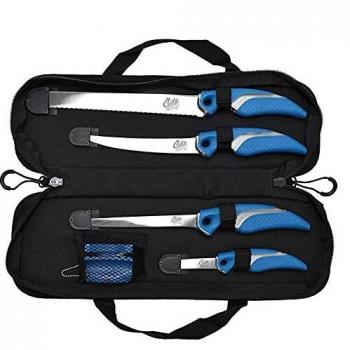 Cuda 6-Piece Fishing Knife and Sharpener Set with Carry Case