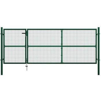 vidaXL Puerta Valla 2 Postes Integrados Vallado Cercado Verde 350x125 cm