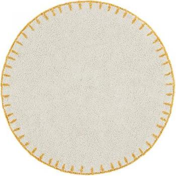 Alfombra Infantil Lavable 100% Algodón Redonda 120ø cm - Decoración Bonita Beige/Mostaza