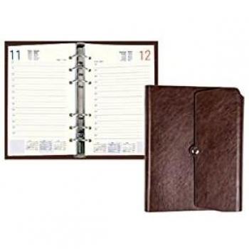 Agenda anillas liderpapel tinde 15x21 cm dia pagina marron simil piel envejecida papel 70 gr