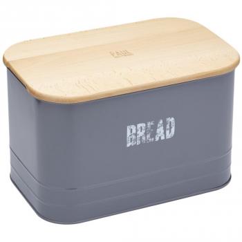 Paul Hollywood por Kitchencraft – Caja metálica para pan y pan de madera Tabla de cortar, 34,5 x 22,5 x 21,5 cm