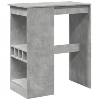 Mesa Alta de Bar con Estantes de Madera Gris y Hormigón, Dimensiones 90x47,5x103,5 cm