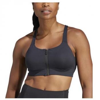 Sujetador deportivo de fitness adidas TLRDIM Lux Zip mujer, alta sujeción, diseño negro, modelo TLRD Impact Luxe