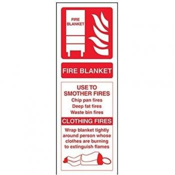 vsafety 11008 aj-r señal de extintor, manta ignífuga ID, plástico rígido, vertical, 100 mm x 280 mm, rojo