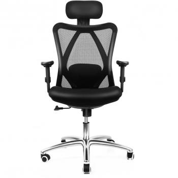 INTEY Silla de Oficina Silla Giratoria de Escritorio Altura Respaldo Apoyabrazo Ajustables, con Asiento Acolchado y Respaldo Transpirable, Ventajas de Antibacteriano, Ácaros, Transpirable y Cómodo