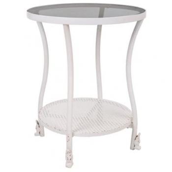 Mesa de centro de metal blanca 50x50x60h cm de estilo Industrial WANDERLUST DECO, no viene montado