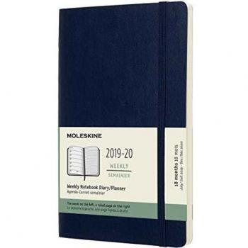 Moleskine 2019-20 Weekly - Agenda Cuaderno Semanal de 18 Meses 2019/2020, Azul Zafiro, Tamaño Grande 13 x 21 cm, 208 Páginas