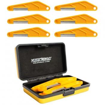 Music Nomad MN670 Acoustic Guitar Nut File Set - 6 Diamond Files with Removable Handle and Metal Case