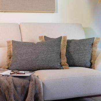 Pack 2 Cojines Premium con Relleno Gris Grafito 70x50 cm - Diseño Moderno y Elegante para Decoración del Hogar
