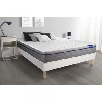 Pack Actisom Somier blanco + Colchón con látex y espuma viscoelástica 150 x 190 cm, incluye somier multiláminas, colchón de 7 zonas de confort
