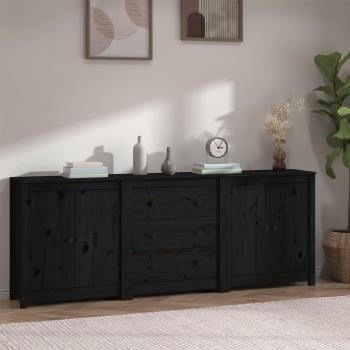 Aparador de madera maciza de pino 210x35x80 cm, Mueble de Almacenaje de Salón, Armarios con Puertas, Cajón de Madera, Buffet para salón Moderno, Armario Auxiliar