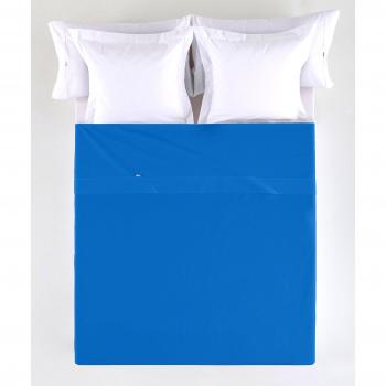 ESTELA - Sábana encimera Combi Color Azul Claro - Cama de 105 cm. - 50% Algodón / 50% Poliéster - 144 Hilos