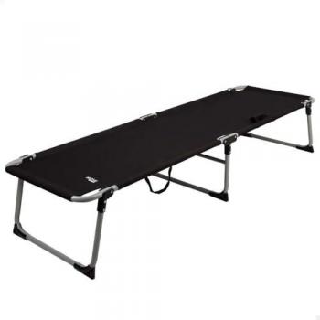 Cama Plegable Individual Aktive Negra 186x58x35 cm, Soporta 110 kg, Estructura de Acero, Tejido Poliéster, Patas Antivuelco y Asas de Transporte