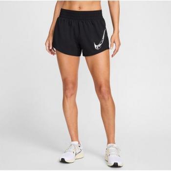 Nike - Short de mujer One Swoosh Nike, pantalón corto con estampado y malla interior de talle medio Dri-FIT, color negro, talla M (EU 40-42)