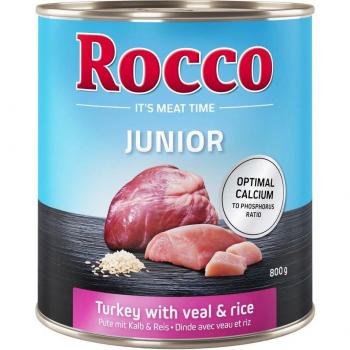 Rocco Junior 24 x 800 g - Pack Ahorro - Pavo con Corazón de Ternera y Arroz