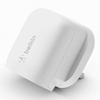 Belkin BoostCharge USB-C Wall Charger 20W (WCA006myWH) - Indoor AC charger, compatible with smartphones, 1 USB Type-C port, fast charging, power protection features include over voltage and under voltage, color: White