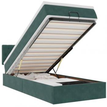Estructura de Cama Otomana con Colchón de Terciopelo Verde Oscuro 80x200 cm