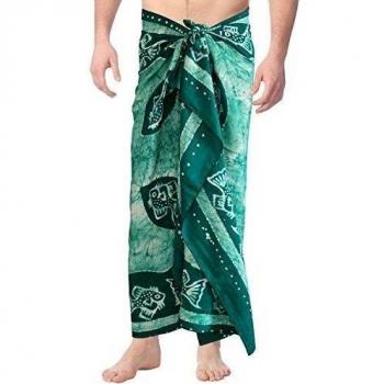 traje de baño de la playa de traje de baño del desgaste envoltura encubren hombre sarong pareo verde del traje de baño