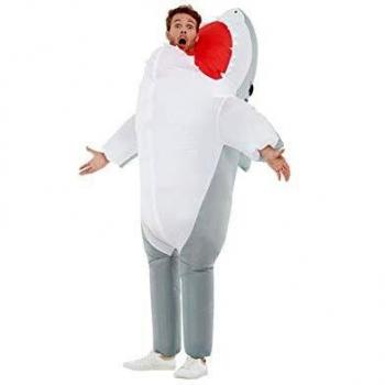 Smiffys Inflatable Shark Attack Costume Disfraz inflable de ataque de tiburón, color gris, Talla única