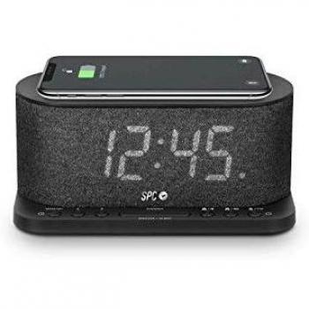 SPC Gisli Radio Despertador con tecnología Qi Wireless Charging, Carga tu Smartphone Mientras duermes