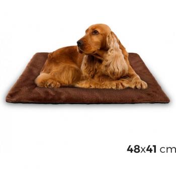 Cama de Terciopelo Suave para Perros Medianos 48x41cm Marrón Cálido