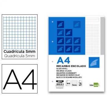 Bloc Encolado Liderpapel Cuadro 5mm Gris A4 Natural 100 Hojas 70 g/m2