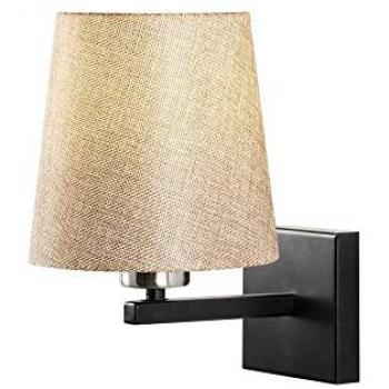 Aplique de pared Wellhome, estructura de hierro negro níquel crema, 18x24x30 cm, casquillo E27 Max 40W