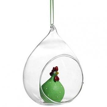Ruth vetter Decoración de Pascua Gallina en cristal para colgar en color verde oscuro