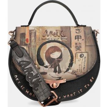 Bolso Bandolera Mediano Sintético Anekke con Print Fantasía, Forma Ovalada, Asa de Mano y Bandolera Extraíble, Doble Compartimento Interior y Bolsillo Exterior con C