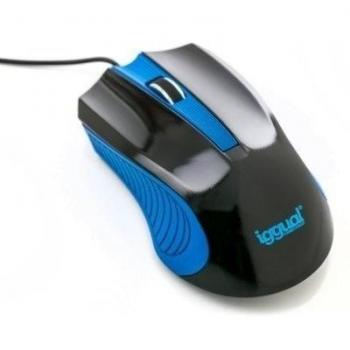 Iggual PSI09124 - Ratón óptico, 1200 dpi, Color Negro y Azul