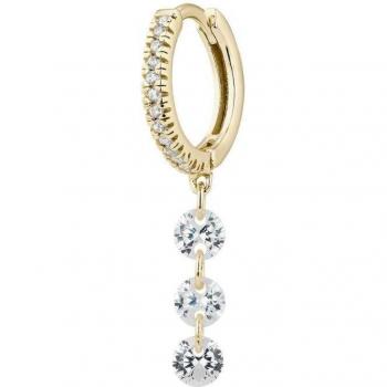 Pendiente piercing aro Sabah elaborado en plata de ley 925 y baño de oro amarillo 18k con circonitas
