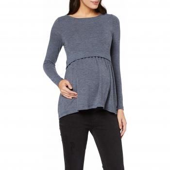 MAMALICIOUS Mlanabel June L/s Jersey Boat Combi Camiseta de Manga Larga premamá, Azul