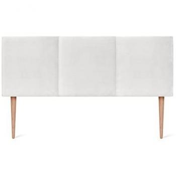 Cabecero de Terciopelo Modular Liso Acolchado Alta Gama con Patas de Madera 145x105cm (135/140) - Blanco Visón