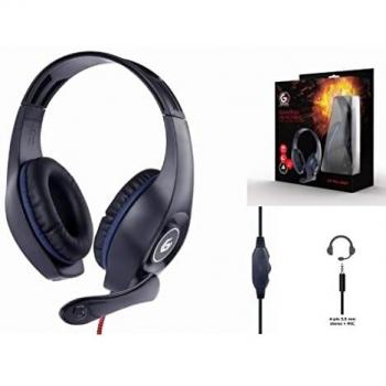 Gembird GHS-05-B Auricular y Casco para Juegos con Cable, Diadema Ajustable - Negro/Azul