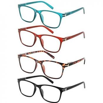 EFE Gafas de Lectura 4-Pack Hombres Mujeres Gafas Presbicia Buena Vision Anti Luz Azul con Diseño de Bisagra de Resorte Ligeros Cómodos para Antifatiga