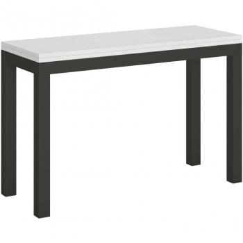 Mesa abatible extensible Everyday Double 120/200 x 45/90 cm estructura fresno blanco patas y marco antracita