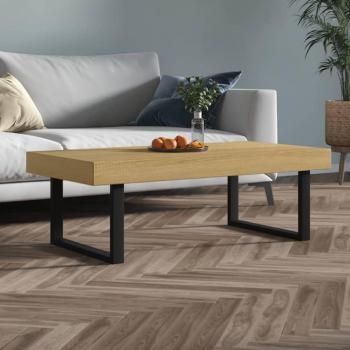 Mesa de centro Día y Noche MDF y hierro marrón claro y negro 120x60x40 cm