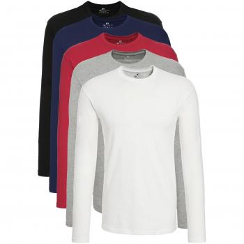 Lower East LE133 Camiseta de manga larga para Hombre, Negro/Blanco/Azul Marino/Gris/Rojo