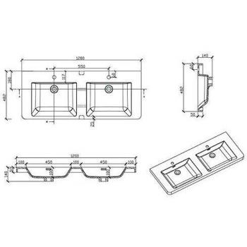 Mueble Lavabo Doble 120 cm Montado - Roble Claro Piacenza