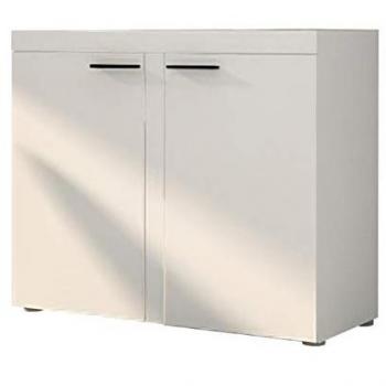 Aparador Tucson 120 Blanco, Estanterías de Aglomerado Laminado, 82x98x40cm, 2 Puertas