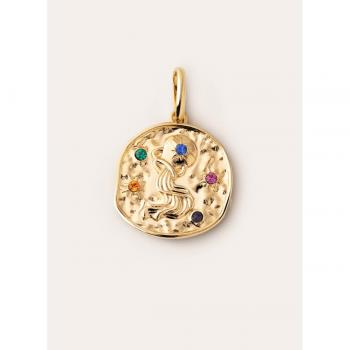 Charm Organic Colors Zodiaco de aleación de metales bañado en oro Acuario