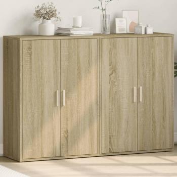 Aparador Sonoma de Madera Multicapa 60x31x84 cm en color Marrón (2 Piezas)